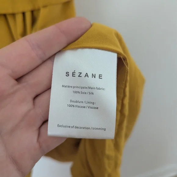 Sezane Mustard Yellow Silk Ashley Tiered Ruffle Layered Tie Strap Mini Dress - Picture 4 of 7